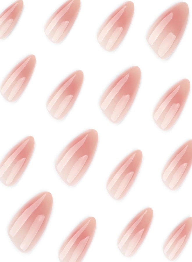YoYoee 24Pes Short Almond Press on Nails - Nude False Nails Gradient Fake Nails Glossy Full Cover Nails Tips for Women - Image 3